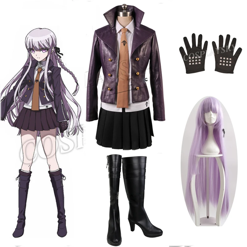 Женский костюм для косплея из Danganronpa Dangan Ronpa Kyoko Kirigiri комплект платья с перчатками
