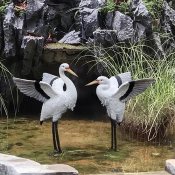 

Simulation Crane Statue Resin Crafts Animal Egretta Garzetta Arts Sculpture Outdoor Garden Courtyard Rockery Decoration R2981