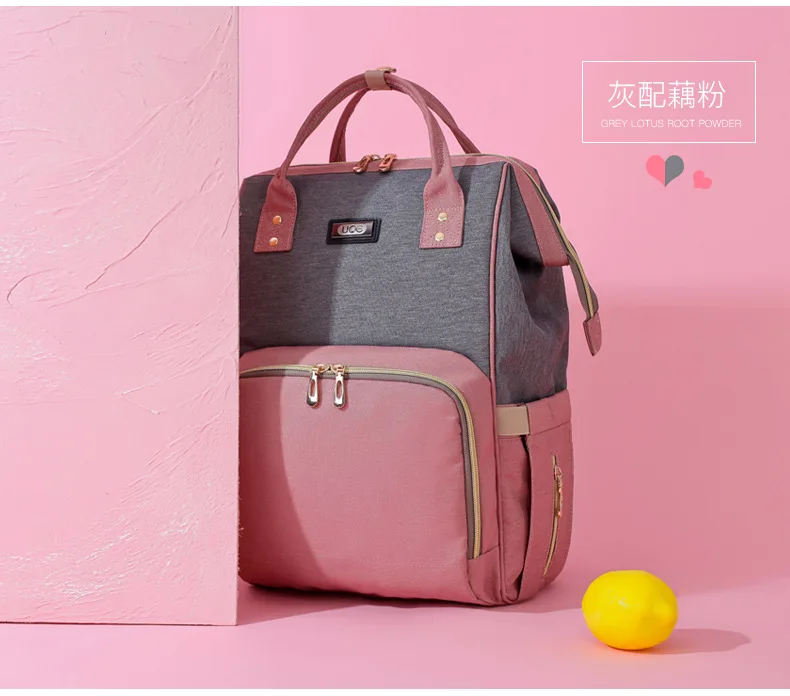 Pink And Grey Горячая водонепроницаемая сумка для подгузников Портативная сумка для подгузников через плечо - Цвет: Pink And Grey
