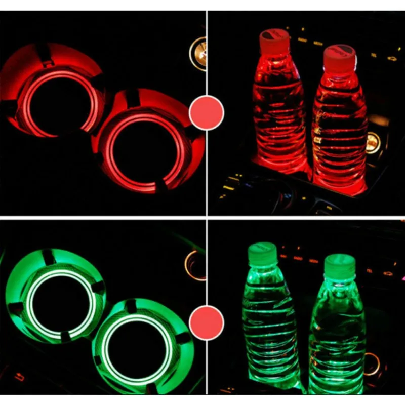 2 шт. 6,8 см Автомобильный светодиодный светильник RGB подстаканник Подстаканники светильник коврики подставки под бутылки коврик с водяным дном светодиодный атмосферный светильник Авто внутренние части