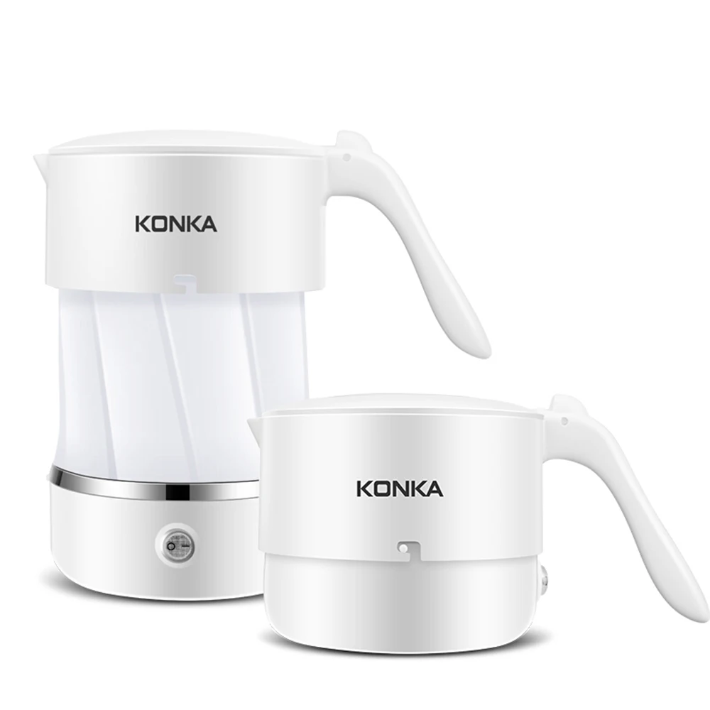 KONKA Портативный электрический чайник складной чайник для воды Смарт колба горшок автоматическая защита от выключения 0.6L чайник для путешествий дома - Цвет: White