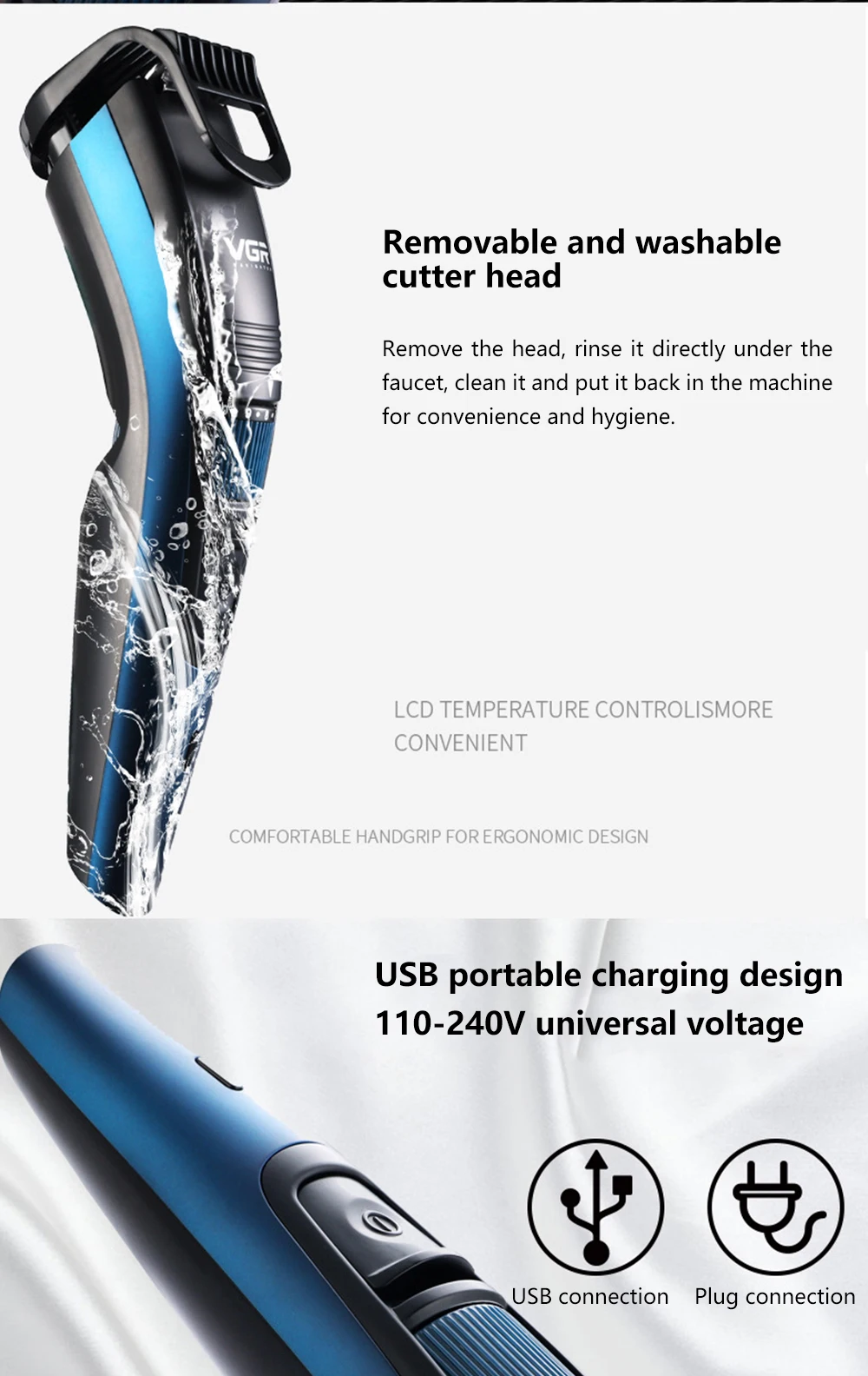 Машинка для стрижки волос USB перезаряжаемая машинка для стрижки волос триммер для всего тела моющаяся машина для резки