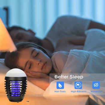 

Ultra Quiet USB Rechargeable Outdoor Waterproof Led Electric Shock Camping Mosquito Killer Lamp Hiking Fishing Insect Portable