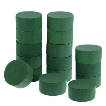 

DIY Flower Arrangement Kit Green Round Wet Floral Foam, Wedding Aisle Flowers, Party Decoration (Flower Foam, 16 Pieces)