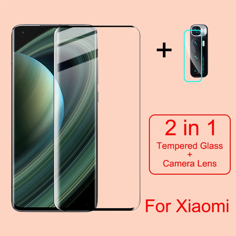 Закаленное стекло 2 в 1 для Xiaomi MI Note 10 Ultra 9 Lite 8 SE Poco F2 Pro F1 9T A3|Защитные стёкла и