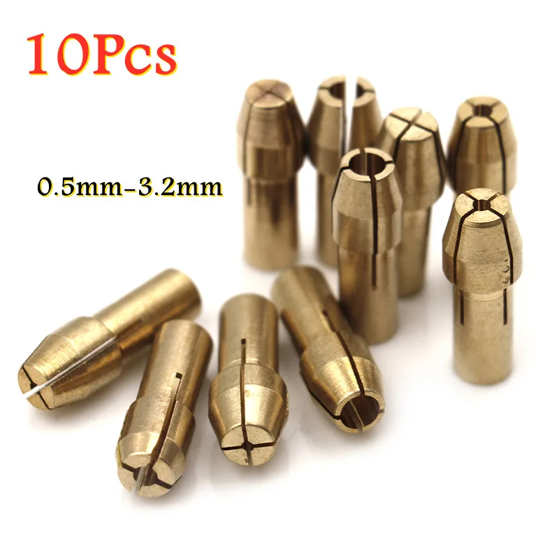 Durable 10 Pcs 3.2mm Drill Chuck Collet Nut Rotary Tool Stainless Steel 