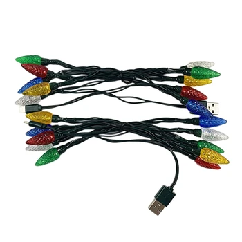 

Set Of 2 LED Christmas Light Charger USB Charging Cable 50 Inch 10 Led Multicolor Bulb Compatible for Phone 5 5S 6 6Plus 6S 6S P