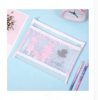 1 шт. Kawaii 2 слоя A5 B6 Bling папка для файлов Настольный органайзер для бумаг Карандаш сумка для хранения канцелярские принадлежности - Цвет: 23cm x 18.5cm  White