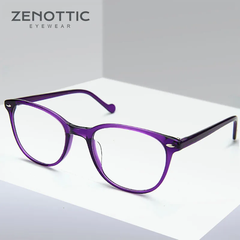 ZENOTTIC фиолетовая Ретро оправа для очков по рецепту Женская оптическая фотолинза