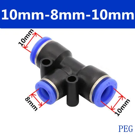 PE pxg 4-16MM Laser level Pneumatic Fitting For Push In 3-Way Plastic Pipe Air/Water Hose and Tube Connector Quick selection - Цвет: PEG 10-8