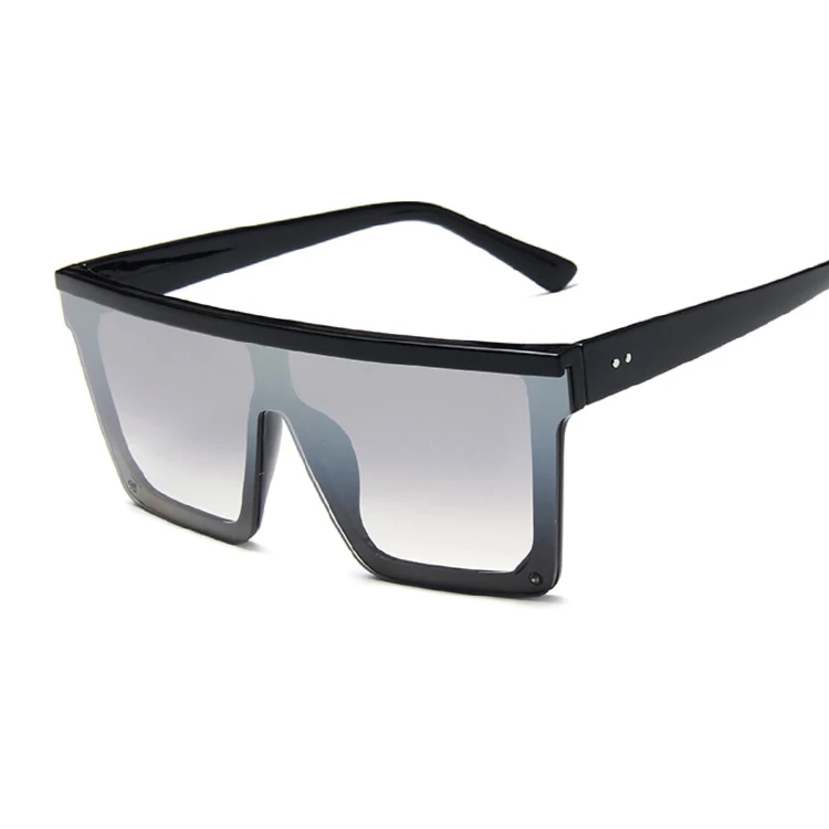 Негабаритные Квадратные Солнцезащитные очки для женщин новые модные брендовые дизайнерские женские винтажные очки с крупной оправой для уличного Oculos UV400 - Цвет линз: BlackDoubleSilver