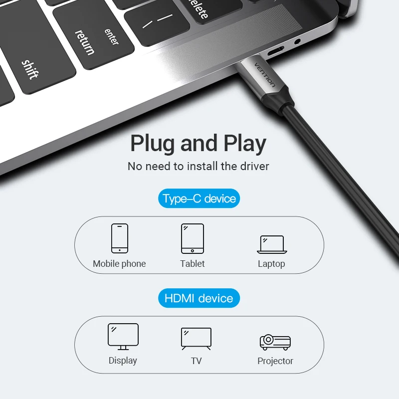 Vention USB C HDMI Cable 4K 60hz Type C to HDMI Thunderbolt 3 Converter for MacBook Huawei Mate 30 Pro USB Type-C HDMI Adapter Vention USB C HDMI Cable 4K 60hz Type C to HDMI Thunderbolt 3 Converter for MacBook Huawei Mate 30 Pro USB Type-C HDMI Adapter