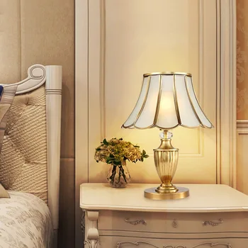 

copper desk lamp European bedroom bedside lamp American warm living room lamp study lamp all copper wedding desk lamp