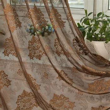 

Curtains for Bedroom Coffee European Comfortable Tulle Curtains Jacquard Kitchen Sheer Curtains