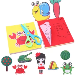 Set de 96 unids/set de juguetes de dibujos animados para niños, juguetes de corte de papel de colores, manualidades de animales, juguetes educativos interactivos de aprendizaje