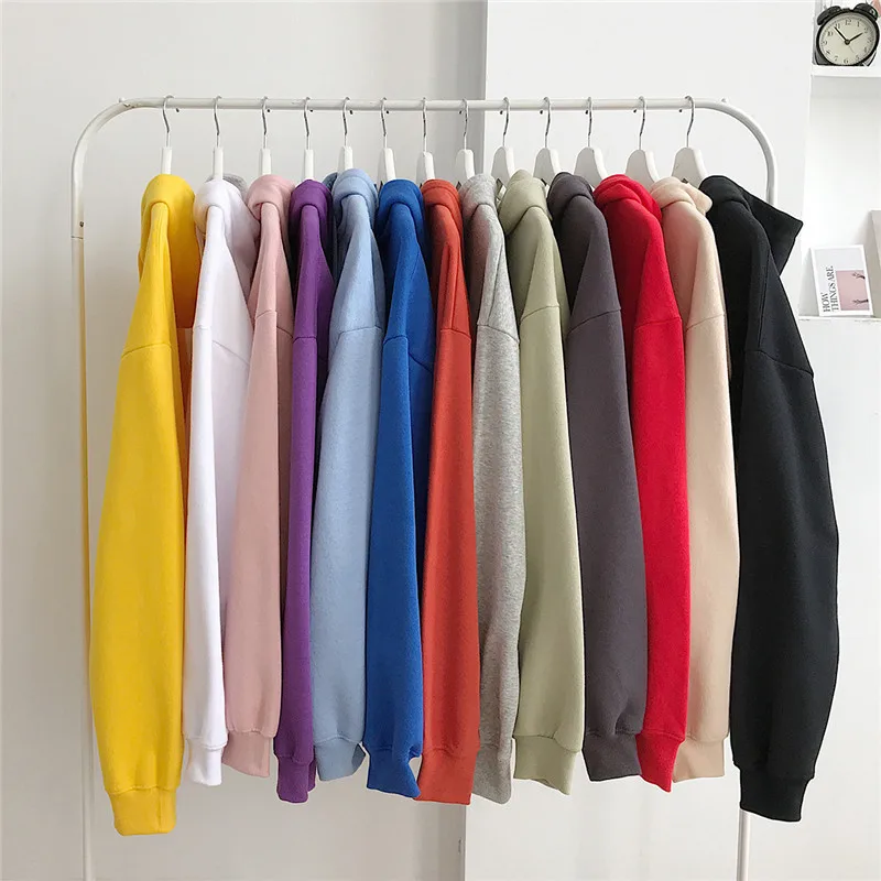 

Women's Solid Color Korean Hoodie Comfortable Women's 2020 Warm Thickened Cotton Hoodie Women's Autumn Winter Top