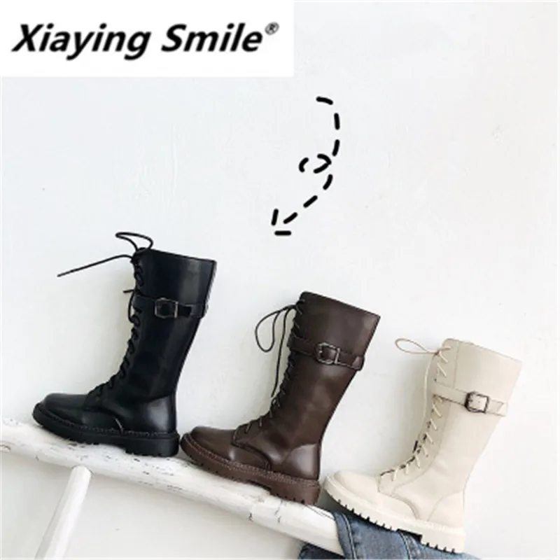Xiaying Smile/детские ботинки; сезон осень-зима; Новинка года; уличные рыцарские сапоги для детей; замшевые сапоги для девочек