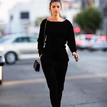 

2019 Autumn Women Set Women Tracksuit Female Clothing Solid Color Casual Top And Pant 2 Piece Set Woman Sportswear Two-Piece Set