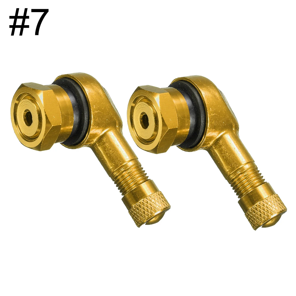 Aluminum Alloy 90° Angle Motorcycle Valve Stem Set with Tubeless Caps (2-Piece)