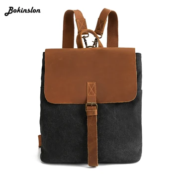

Bokinslon Large Capacity Canvas Backpack Fashion Female 2020 Retro Backpack Casual Mens Bag