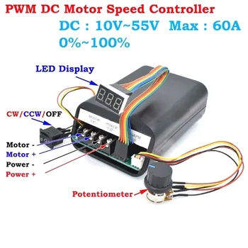

DC 10-55V PWM Motor Speed Controller 40A High Power CW/CCW Reversible Switch