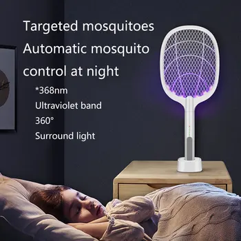

Bug Zapper Mosquito Swatter Insect Trap Home Electric 2 In 1 3000V Fruit Fly Wasp Night Rechargeable Racket Handheld Killer Lamp