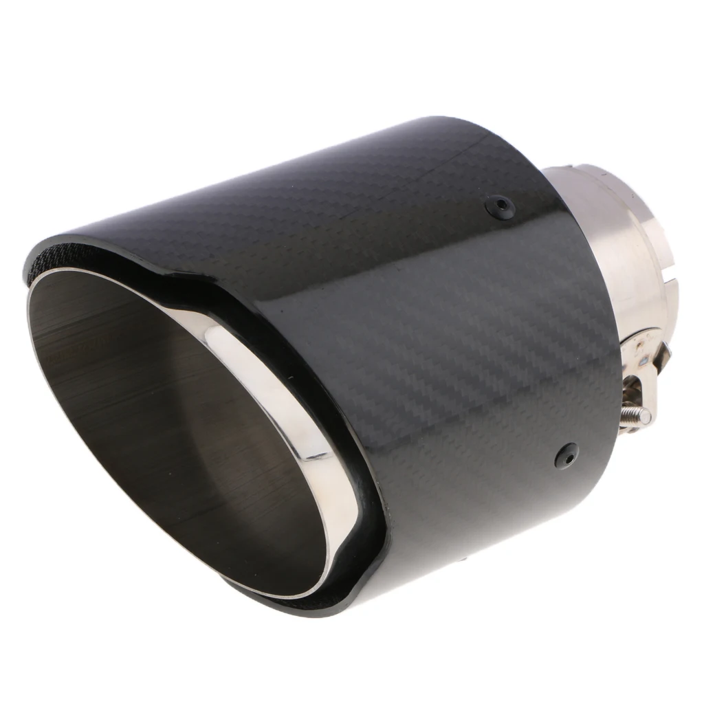 Carbon Fiber 63/114mm Car SUV Exhaust End Tips Tail Muffler Pipe Silencer