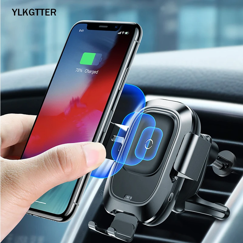 YLKGTTER инфракрасная индукция 10 Вт автомобильное беспроводное зарядное устройство для iPhone 11 XR Xiao Mi note 10 Mi9 huawei Mate30 Sumsung QI зарядное устройство стоп