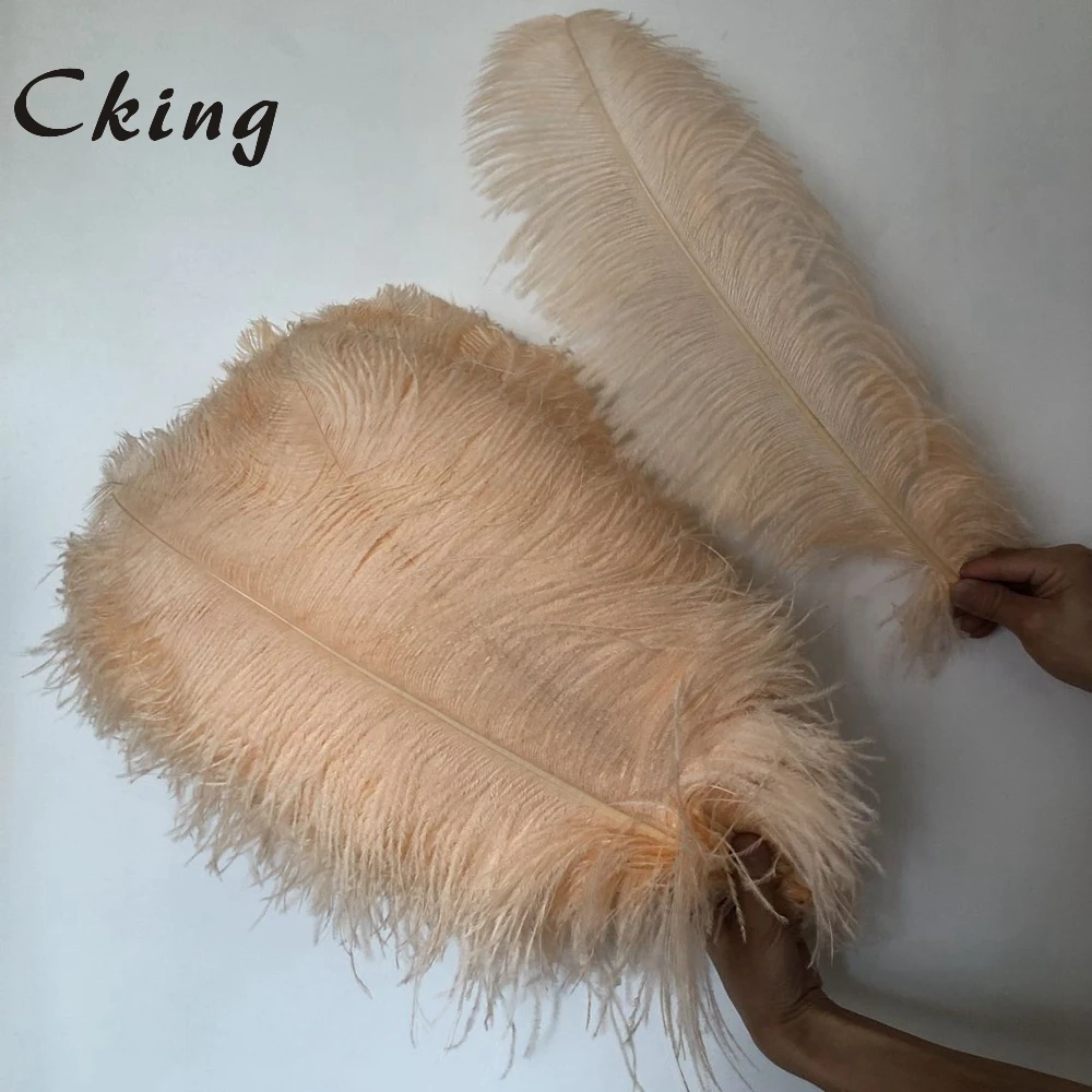 

Wholesale 30PCS Champagne Dyed Fluffy With Big Pole Ostrich Feathers 40-75CM Long DIY Wedding Party Decoration Feather Plumages
