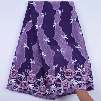 

Purple African Swiss Voile Lace In Switzerland Latest Nigerian Swiss Cotton Lace Fabric With Stones For Dress Party F1692