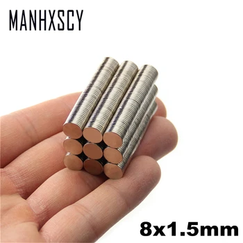 

100pcs Neodymium N35 Dia 8mm X 1.5mm Strong Magnets Tiny Disc NdFeB Rare Earth For Crafts Models Fridge Sticking magnet 8x1.5mm