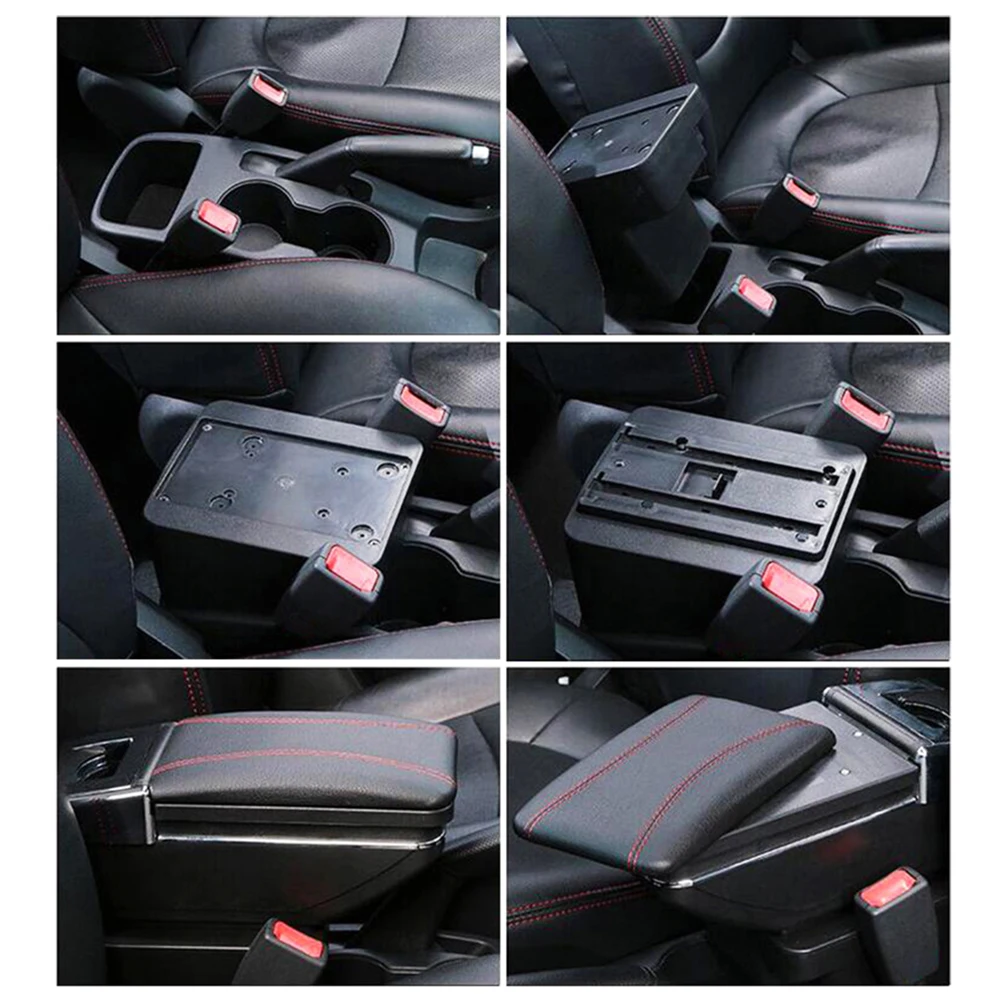 Ящик для хранения Ford Fiesta 2011 2019 поворотный подлокотник чашки черный кожаный 2013