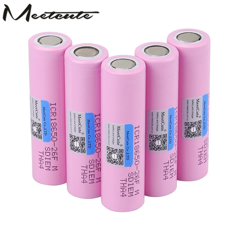 

Meetcute 18650 Original 18650 2600mAh Li ion ICR18650-26FM 3.7V rechargeable 18650 battery For Samsung 26F for flashlight