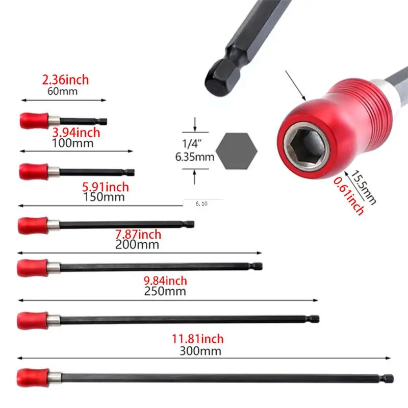 

Length Hex Shank Magnetic Quick Release Screwdriver Drill Extension Bit Holder