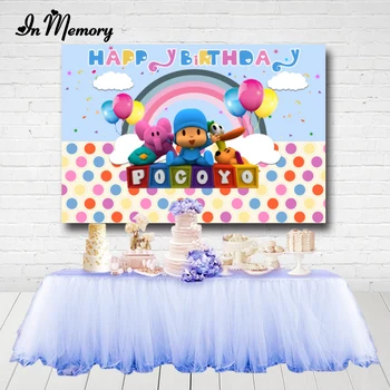 

InMemory Blue Sky Rainbow Pocoyo Theme Backdrops For Photography Kids 1st Birthday Newborn Baby Shower Backgrounds Photocall