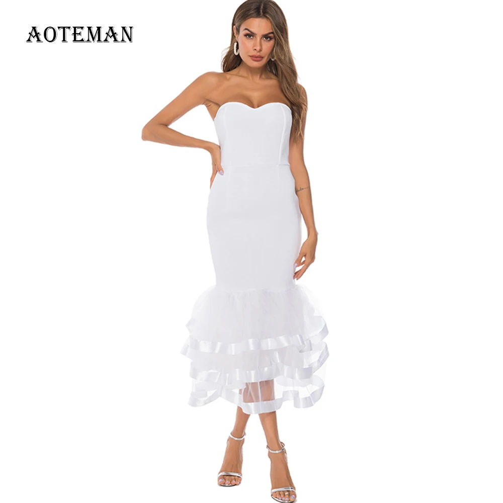 

Summer Dress Women 2019 Sexy Elegant Patchwork Mesh Slim Pencil Dress Female Vintage Solid Backless Bodycon White Party Dresses