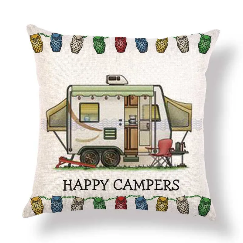 18x18 квадратная наволочка Рождественская наволочка «Happy Camper» Camper Кемпинг Ван милый комплект - Цвет: 02