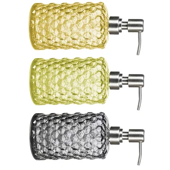 

3PCS Subpackage Bottles Glass Push Nozzle Bottles Refillable Empty Pump Bottles Containers (Yellow, Grey, Green)