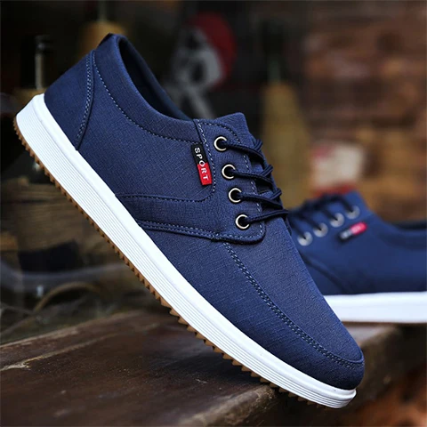 

spring Autumn Canvas Shoes Men Breathable Casual Brand Lace Up Flat Shoes Comfortable Fashion Sneakers Espadrilles Men Footwea