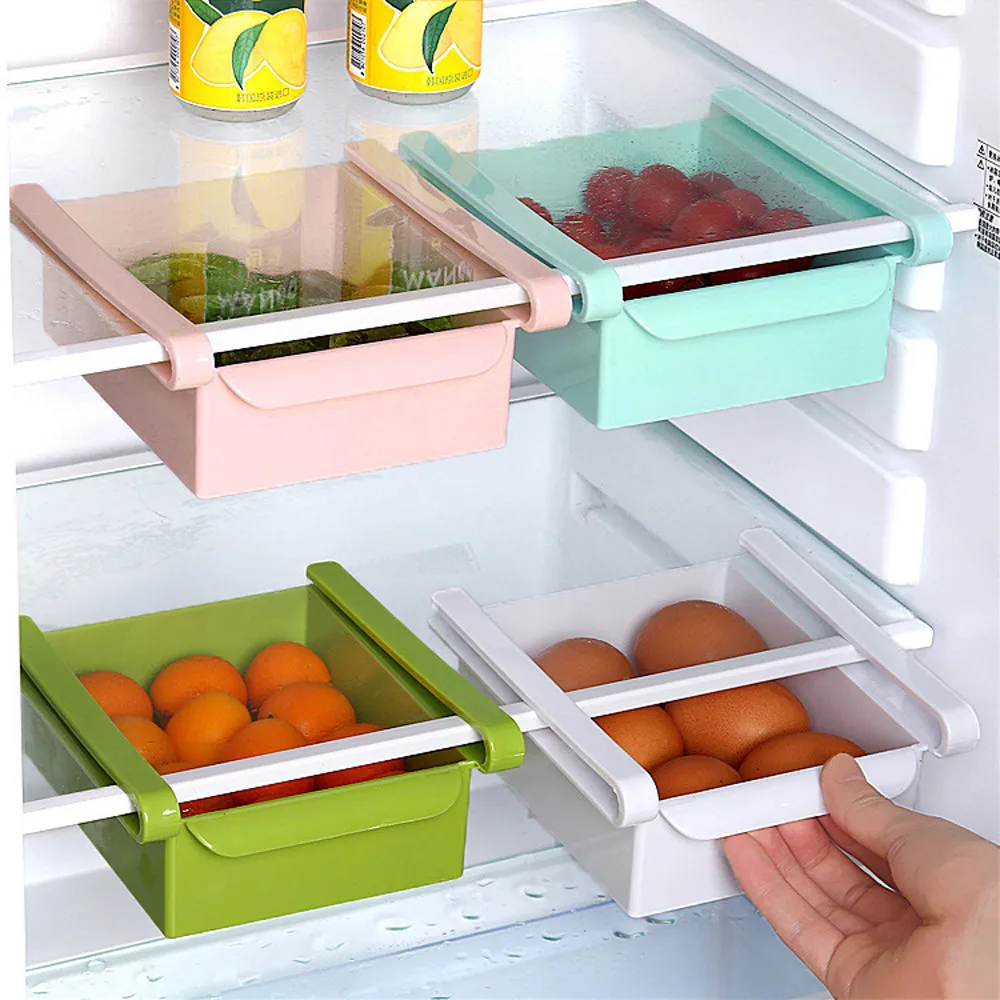 Кухонный Органайзер регулируемая стойка для хранения овощей полка холодильника с морозильной камерой держатель выдвижной ящик экономии пространства