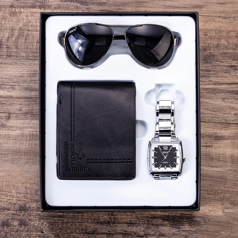 

Men Gift Set Exquisite Packaging Watch + Wallet Sunglasses Set Cool Creative Packaged Combination Watch