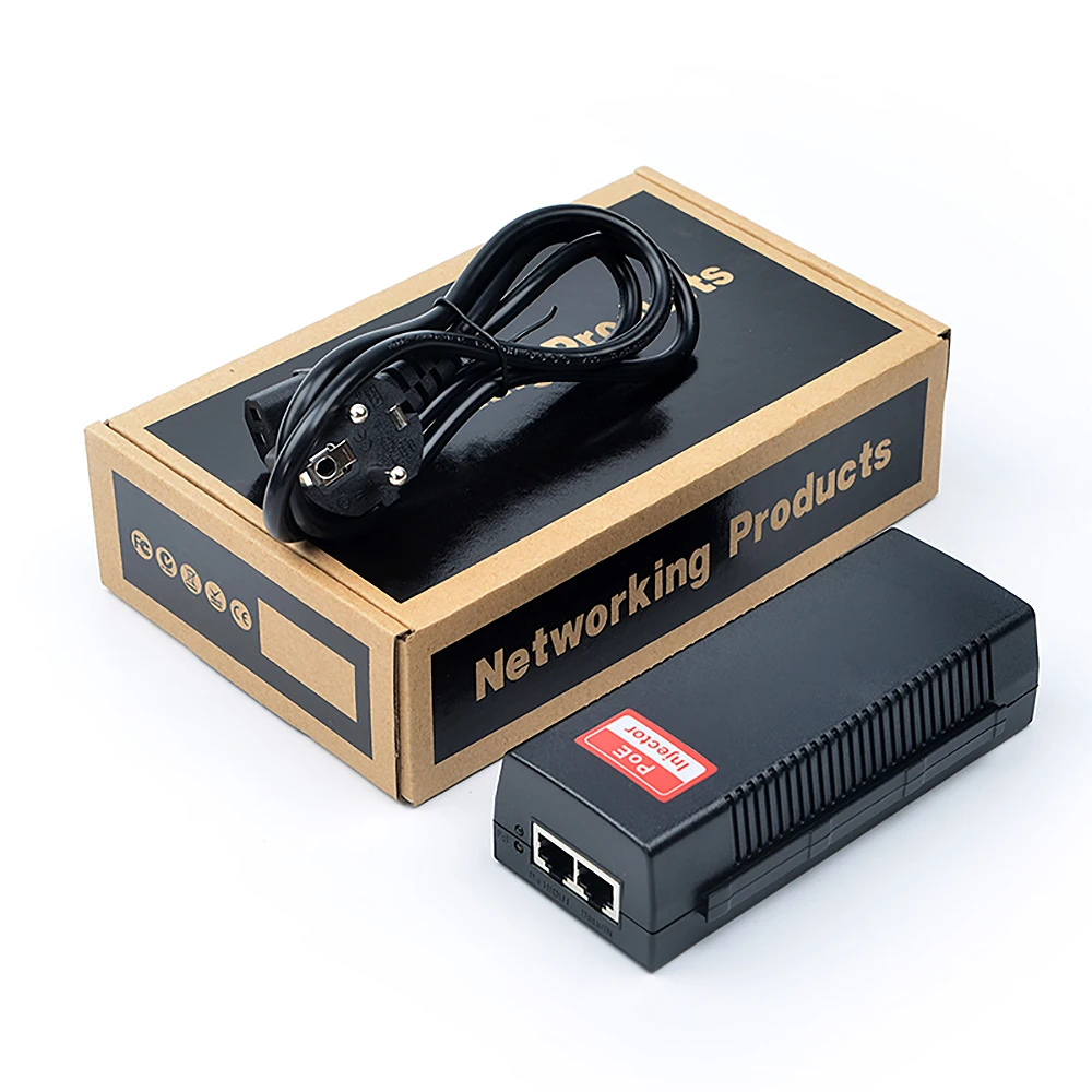 PoE инжектор 1000 Мбит/с гигабит 48 в 30 Вт AC 100 240 IEEE 802.3u 100BaseTx Power Over Ethernet RJ45 адаптер для IP