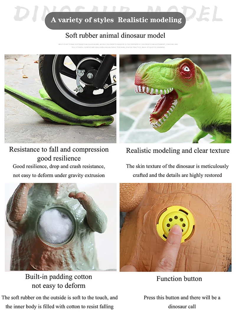 50cm Extra Large Simulation Soft Rubber Fall And Resist Pressure Tyrannosaurus Dinosaur Can Sound Animal Model Kid Toy Gift goku toys