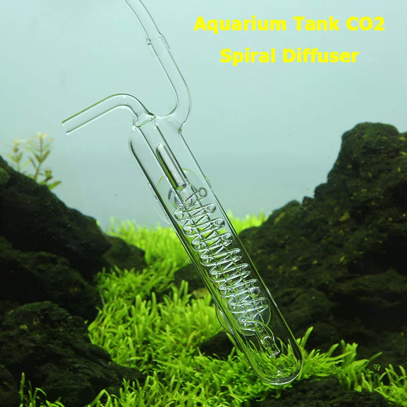 

1PC Aquarium Tank CO2 Diffuser Bubble Counter Spiral Glass Atomizer Regulator for Planted Tank with Suction Cup CO2 Equipments