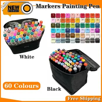 

Graphic Markers 60 Colors Dual Twin Tips Alcohol Graphic Sketch Twin Painting Markers Pen Bookmark Manga Drawing Art Supplies