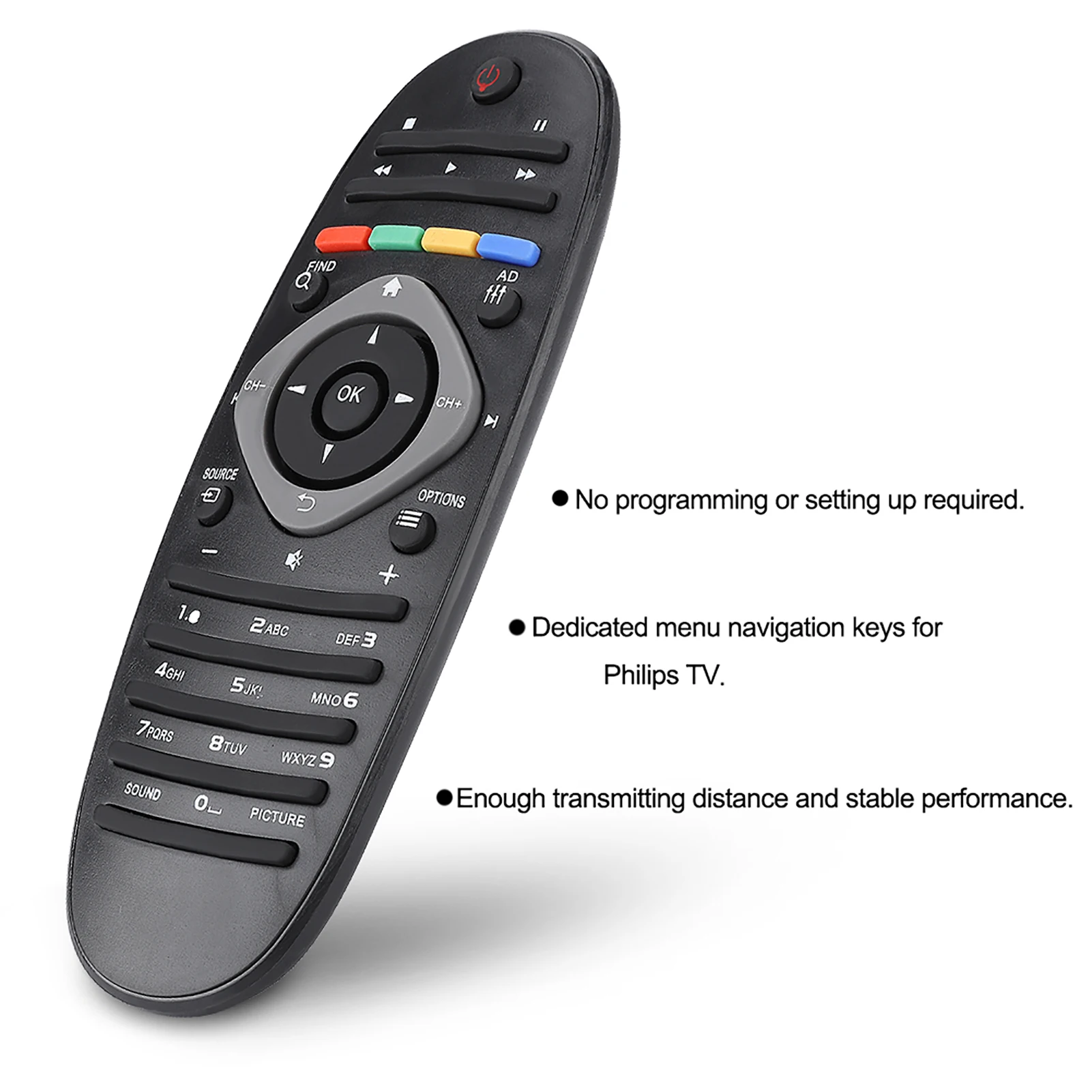 Черный Сменный пульт дистанционного управления для телевизора Philips TV / DVD AUX 2018