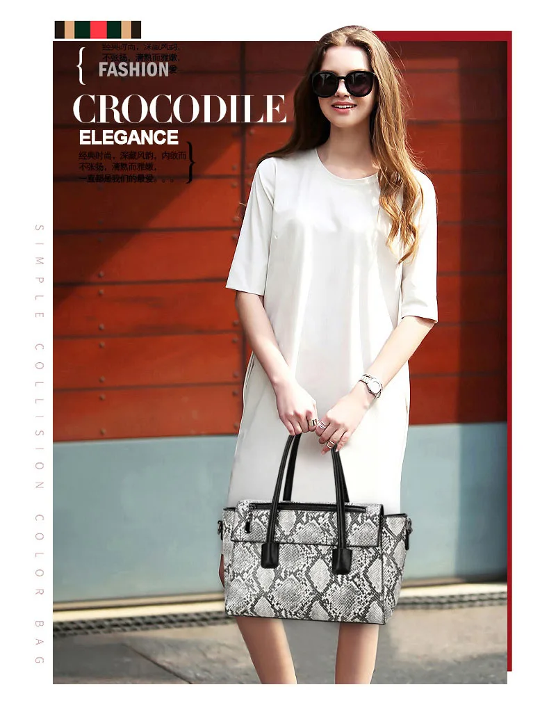 Ladies 2 pcs set Bucket Handbag 2019 Luxury Brand Women Tote Bag Snake Prints Handbags Female PU leather Crossbody Shoulder Bags (3)