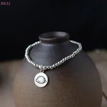 Китайский Зодиак Серебряный браслет S925 Серебряная технология для женщин DIY ремесло Природный год ручной веревки