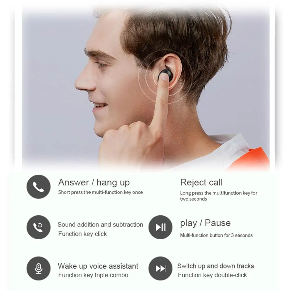 Wireless Bluetooth 5 0 Earphones TWS Double Mini Earbuds Hands Free Headset with Microphone for iPhone Android Cell Phones