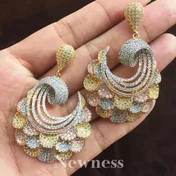 

Newness Exquisite Flower Shape Super Cubic Zircon For Jewelry Women Lovers Engagement Width Earrings Fashion Jewelry Gift
